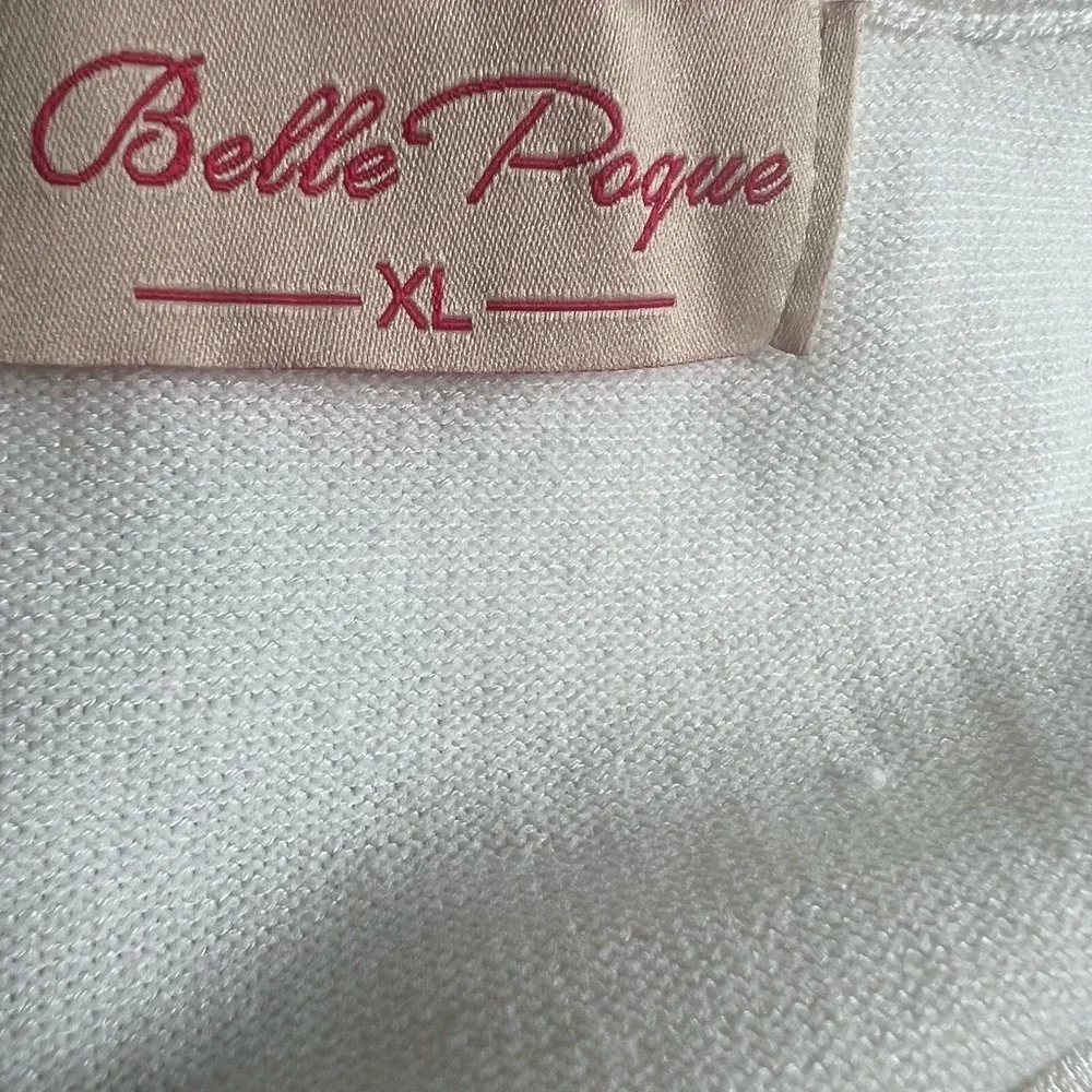 Belle Poque Cream Short Sleeve‎ Sweater Cardigan XL - Picture 3 of 5